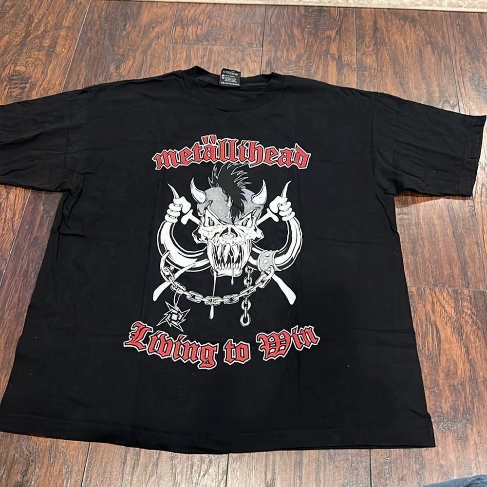 Vintage 1999 Metallica Met Club Metalhead Living To Win Shirt. XL EUC